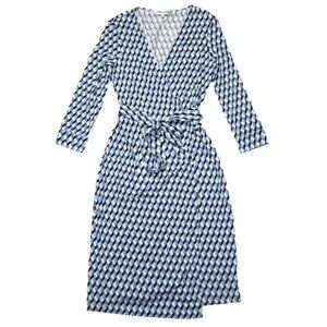 NWT Diane von Furstenberg DVF New Julian Two in Harlequin Ivory Wrap Dress M
